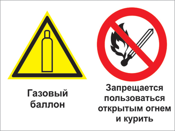 Кз 36 газовый баллон. запрещается пользоваться открытым огнем и курить. (пленка, 600х400 мм) - Знаки безопасности - Комбинированные знаки безопасности - магазин "Охрана труда и Техника безопасности"
